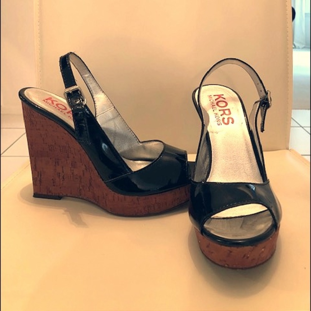 Michael Kors Slingback Platform Wedge Peep Toe